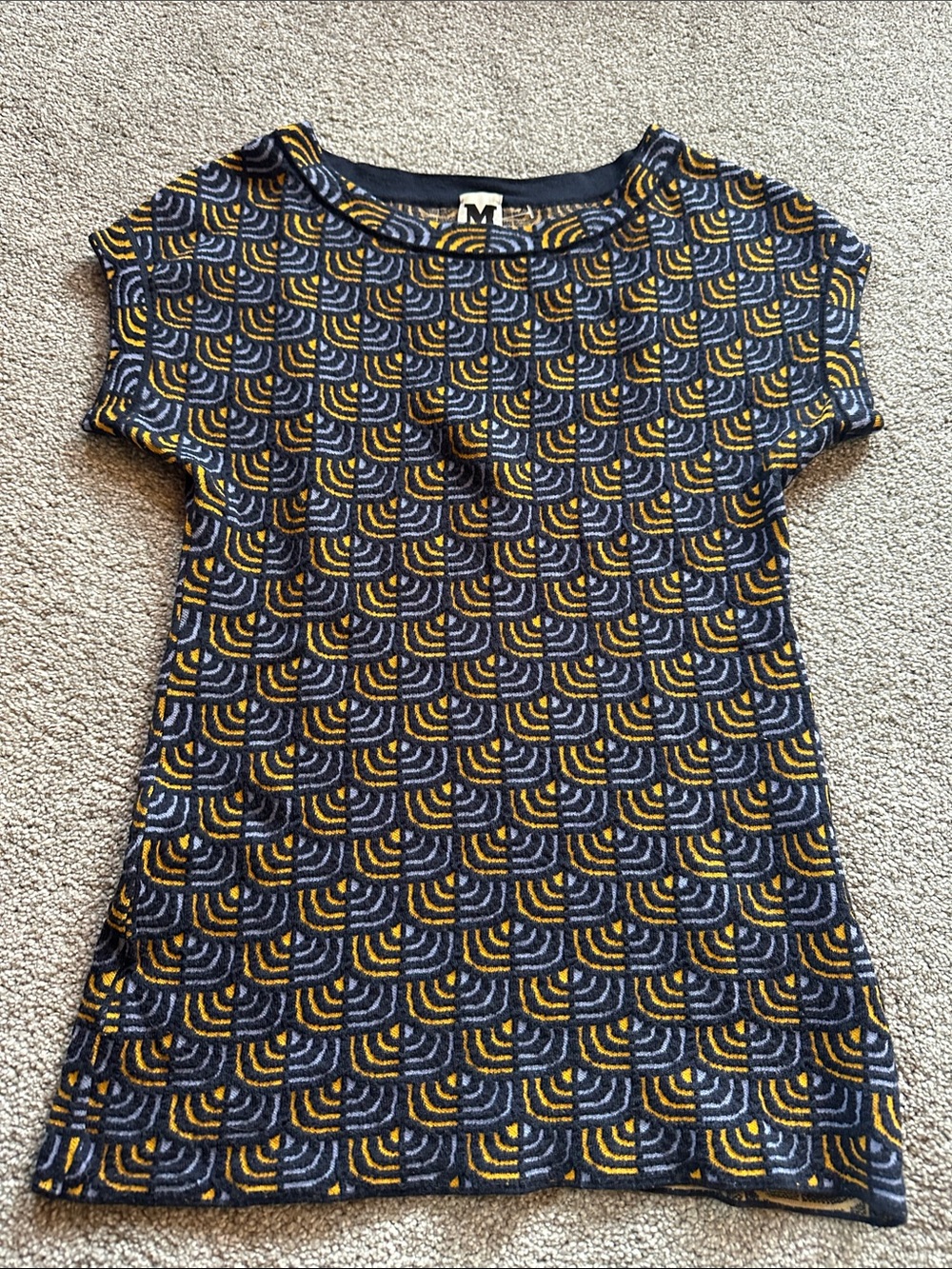 Missoni Navy and Mustard Patterned Knit Size 42